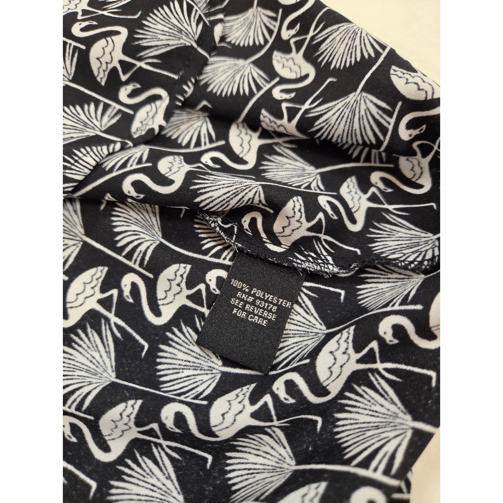 Catherine Malandrino Black & White Flamingo Palm Print Silk-Look Tank Top Size M - Picture 6 of 6